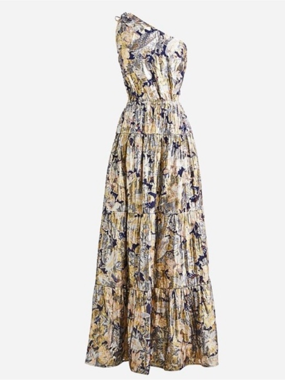 J.Crew Collection silk one shoulder cutout dress // navy and gold